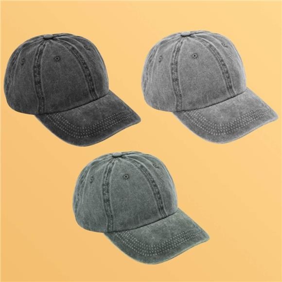 3 Pack Washed Plain Baseball Cap, Retro Adjustable Dad Hats Gift for Men/Women - Picture 4 of 7